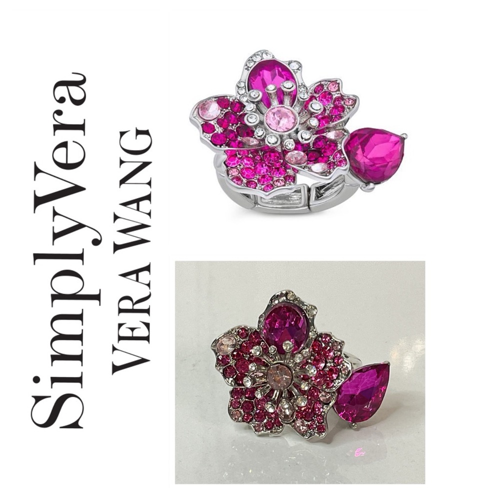 🌟 Simply Vera Wang Stretch Flower Cocktail Ring